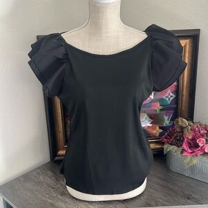 Cute ruffle top black